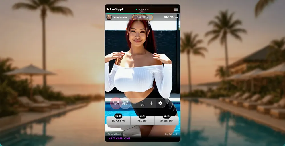 Zone de mise de Triple Nipple avec les trois options de couleur et leurs multiplicateurs