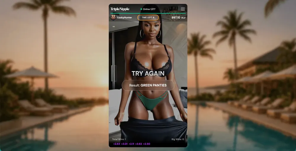 &Eacute;cran TRY AGAIN dans Triple Nipple apr&egrave;s un pari perdant